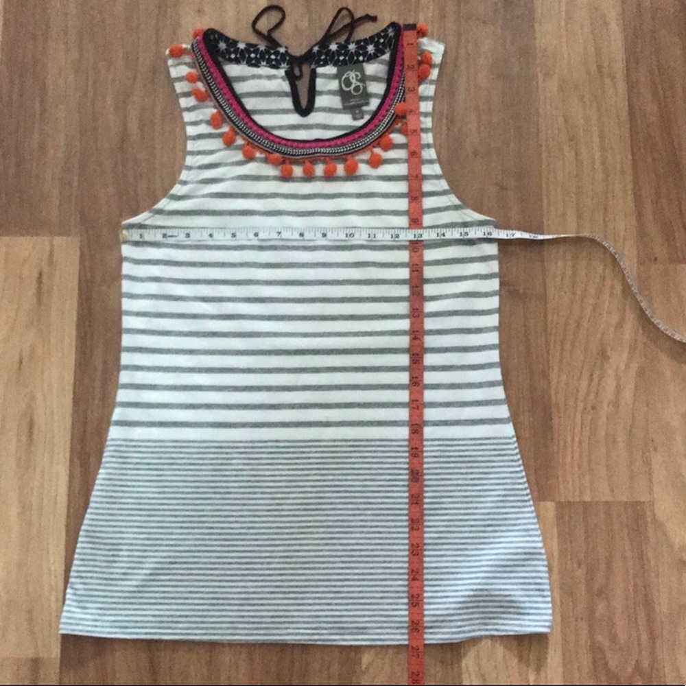 Anthropologie Women’s One September Pom Tank navy white stripe size small - Picture 5 of 7